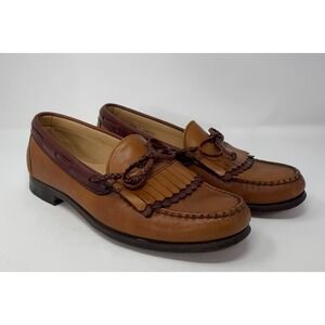 Allen Edmonds Tassel Loafers Mens 9.5A Brown Leather Kiltie Fringe Handsewn USA